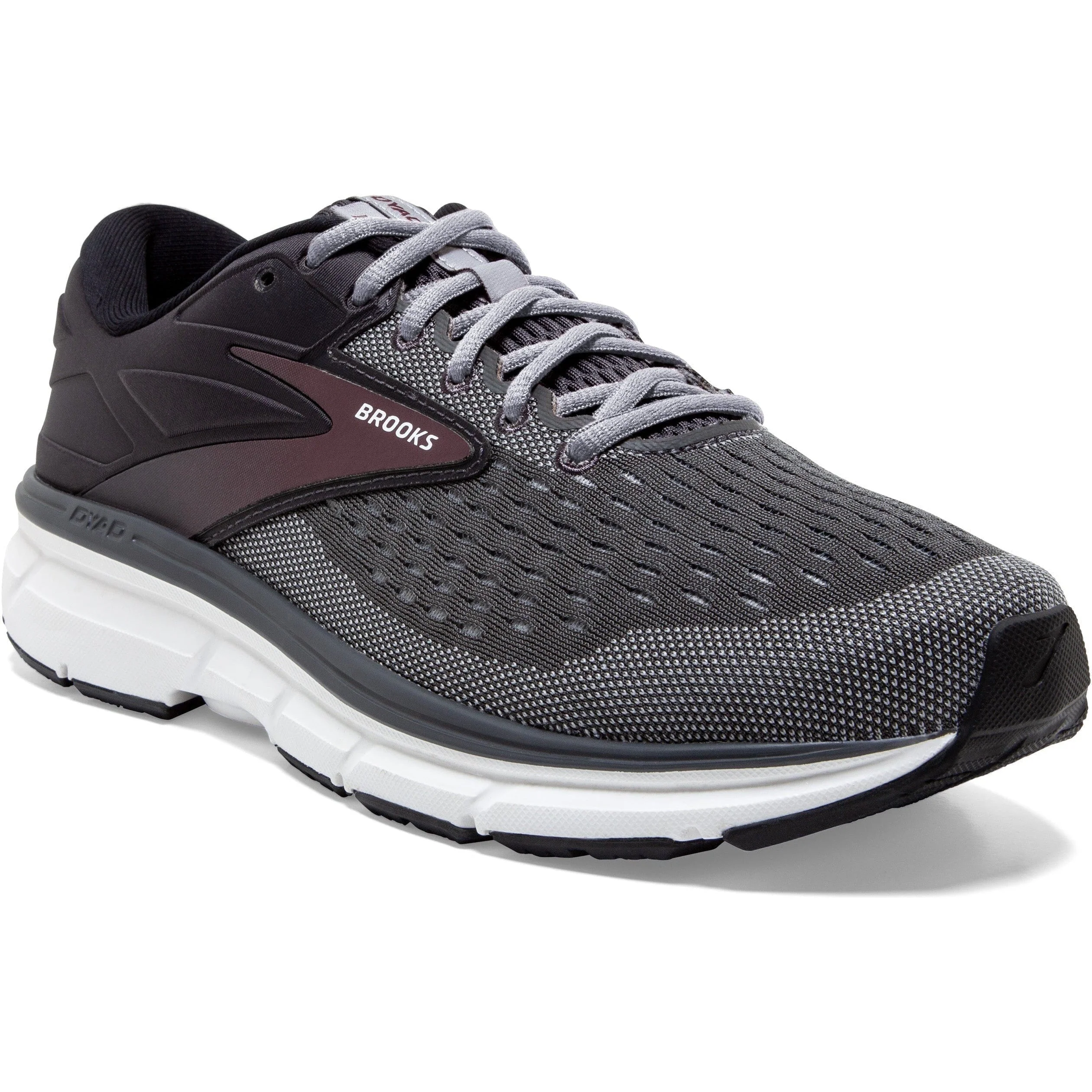 Men's Brooks Dyad 11, Blackened Pearl/Alloy/Red, 11.5 2E Wide