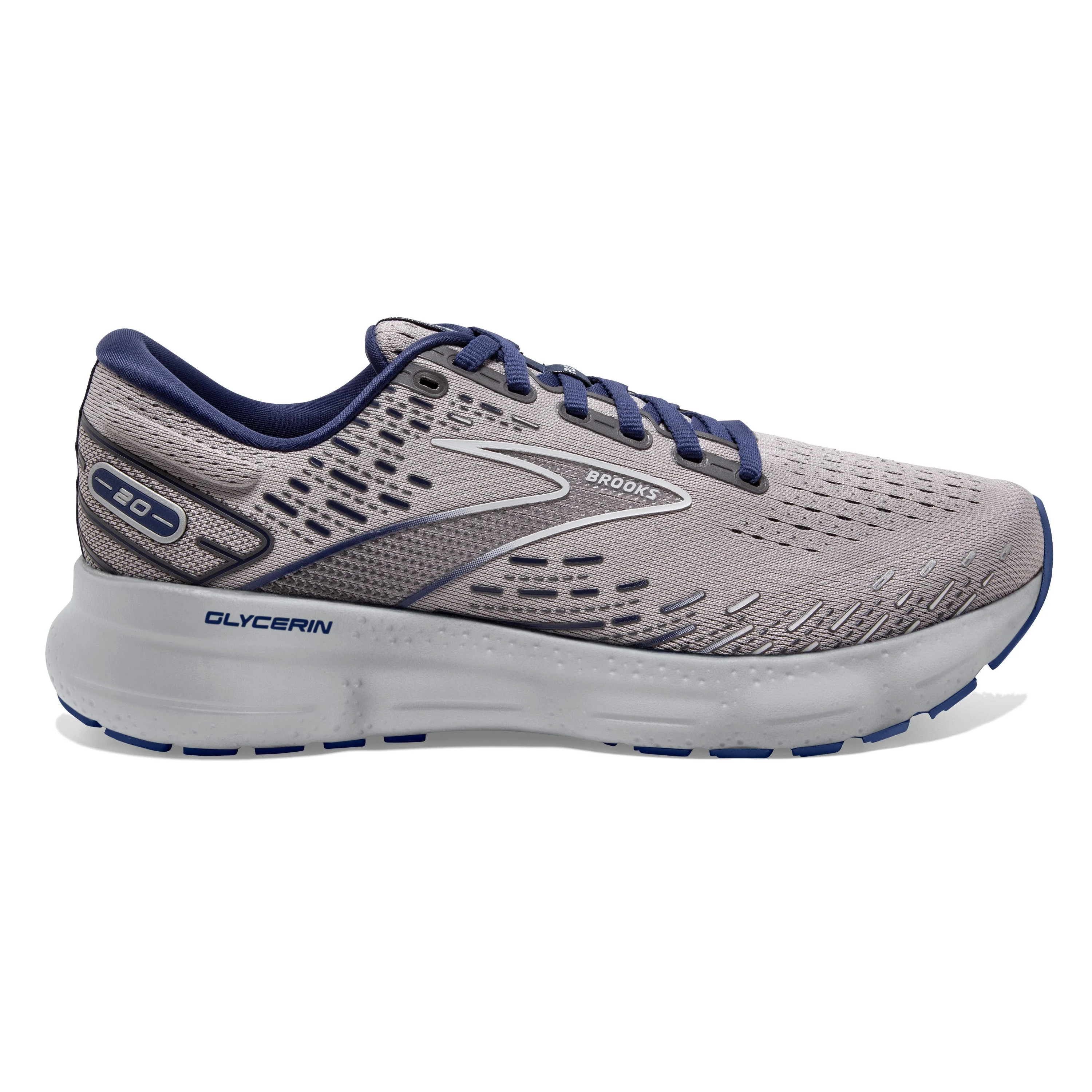 Men's Brooks Glycerin 20, Alloy/Grey/Blue Depths, 8.5 D Medium