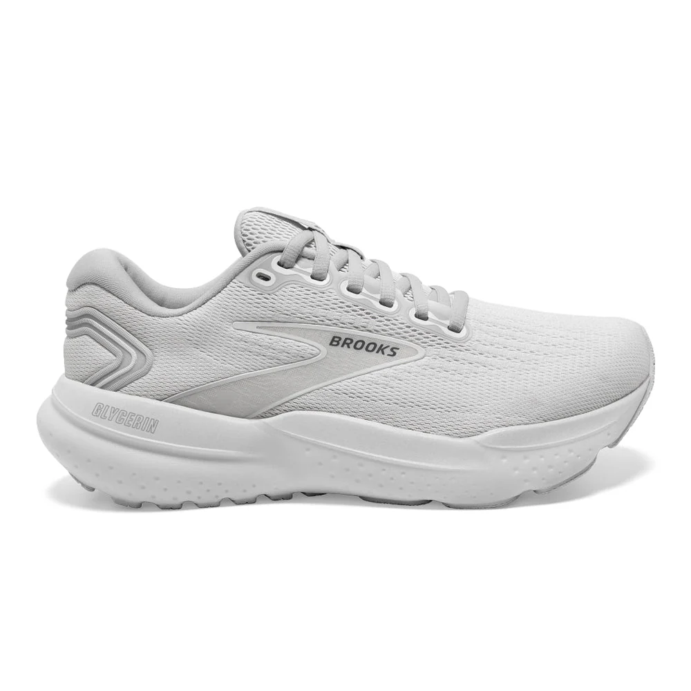 Men's Brooks Glycerin 21, White/White/Grey, 12.5 D Medium