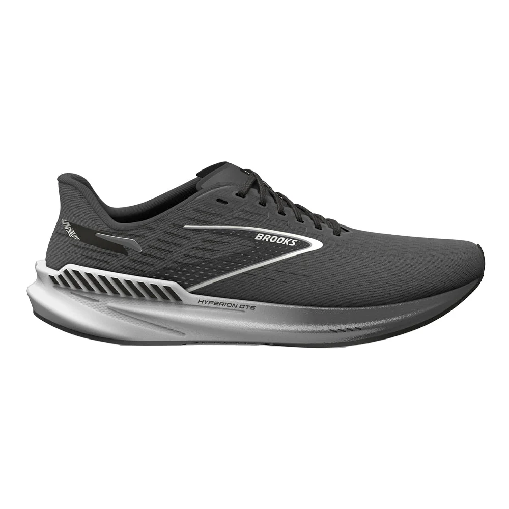 Men's Brooks Hyperion GTS, Gunmetal/Black/White, 7.5 D Medium