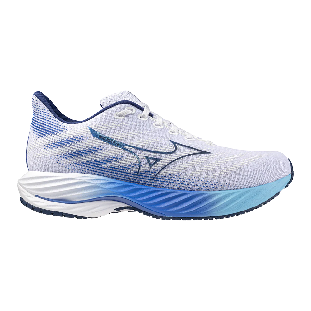 Men's Mizuno Wave Rider 28, White/Estate Blue, 15 D Medium