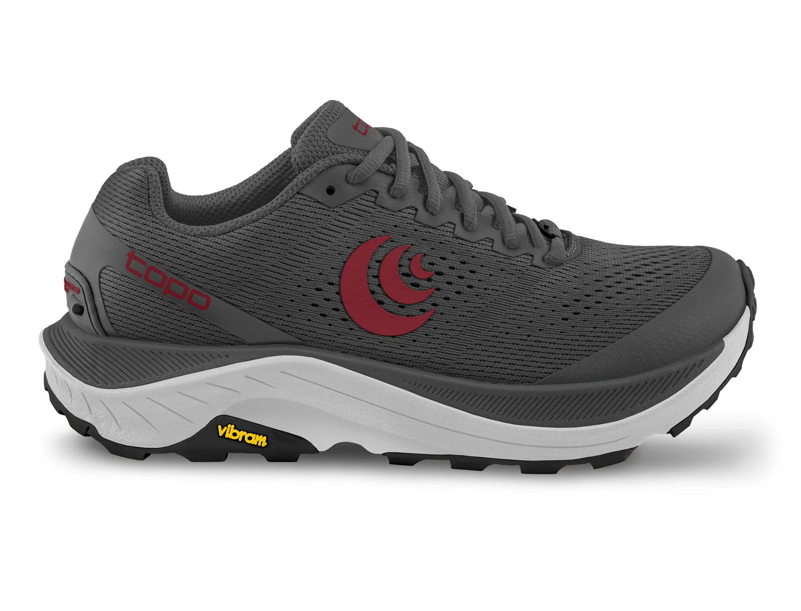 Men's Topo Athletic Ultraventure 3, Grey/Red, 10 D Medium