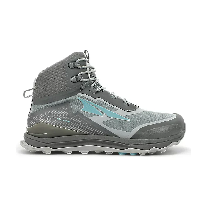 Women's Altra Lone Peak All-WTHR Mid, Gray/Green, 10.5 B Medium