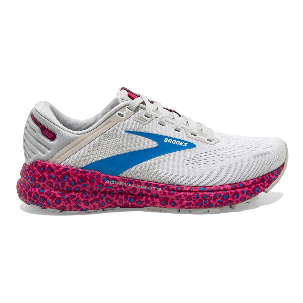 Women's Brooks Adrenaline GTS 22, White/Oyster/Brilliant, 7 B Medium