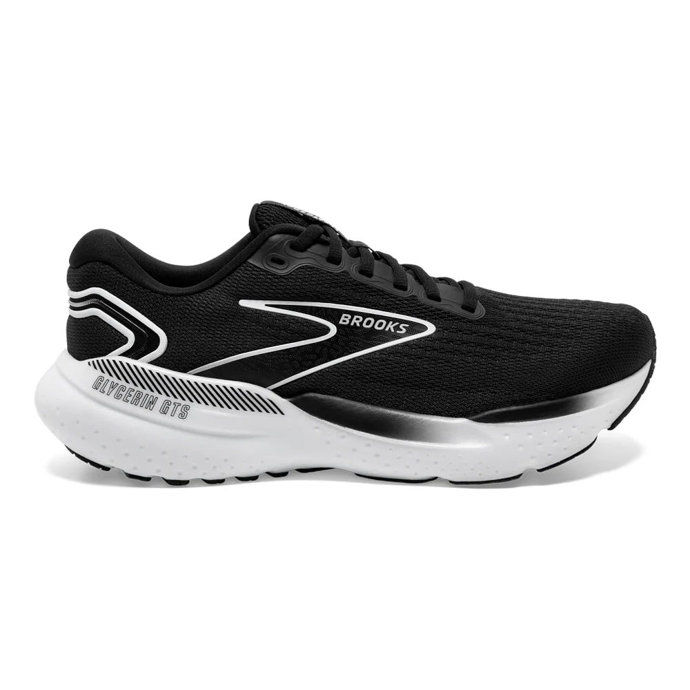 Women's Brooks Glycerin GTS 21, Black/Grey/White, 5 B Medium
