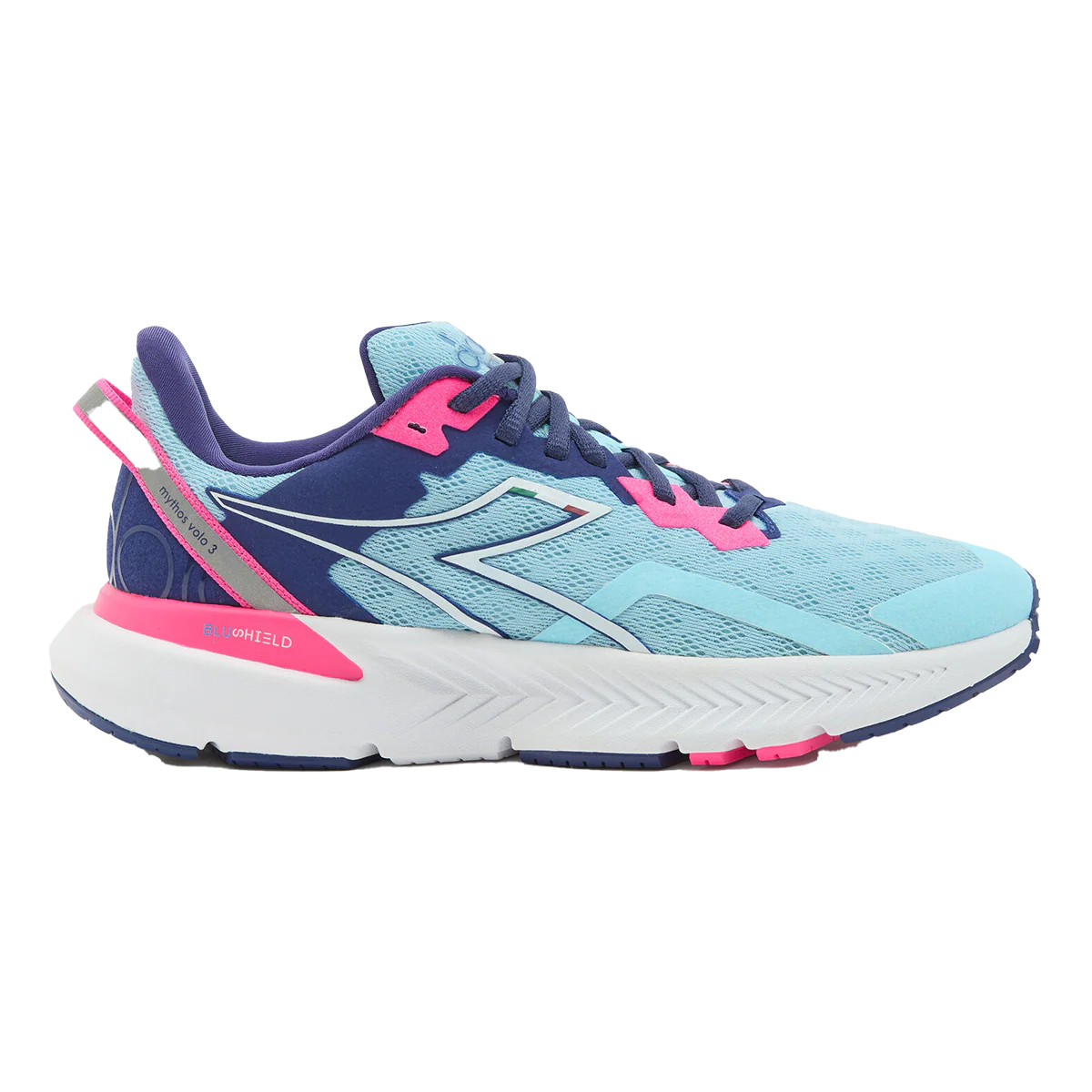 Women's Diadora Mythos Blushield Volo 3, Bright Baby Blue/Blueprint, 9.5 B Medium