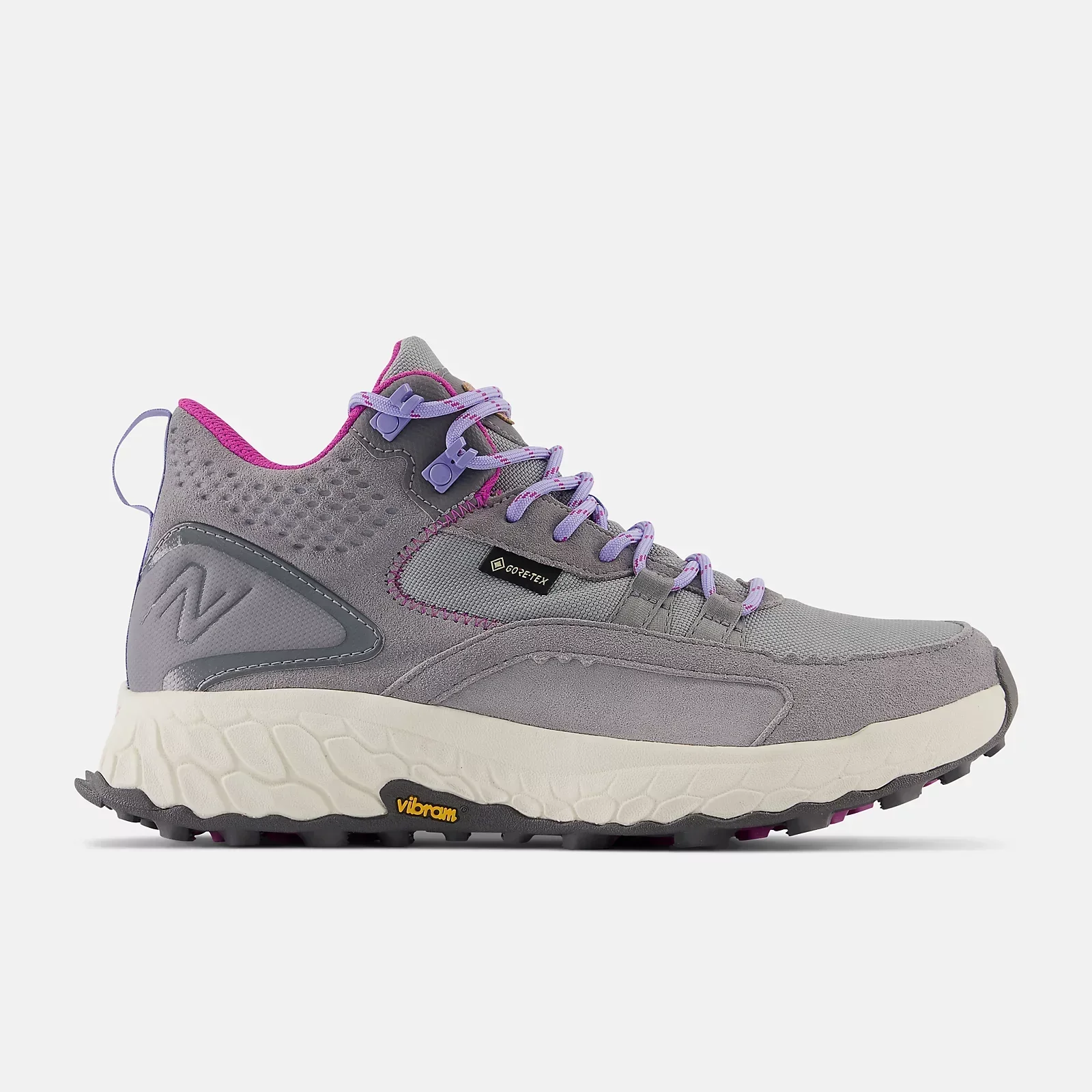 Women's New Balance Fresh Foam X Hierro V1 Mid GTX, Steel/Castlerock/Magenta, 8 D Wide