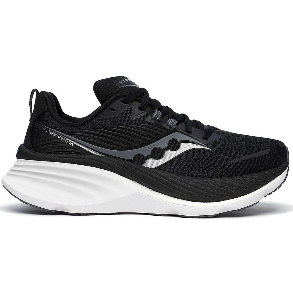 Women's Saucony Hurricane 24, Black/Carbon, 6.5 B Medium
