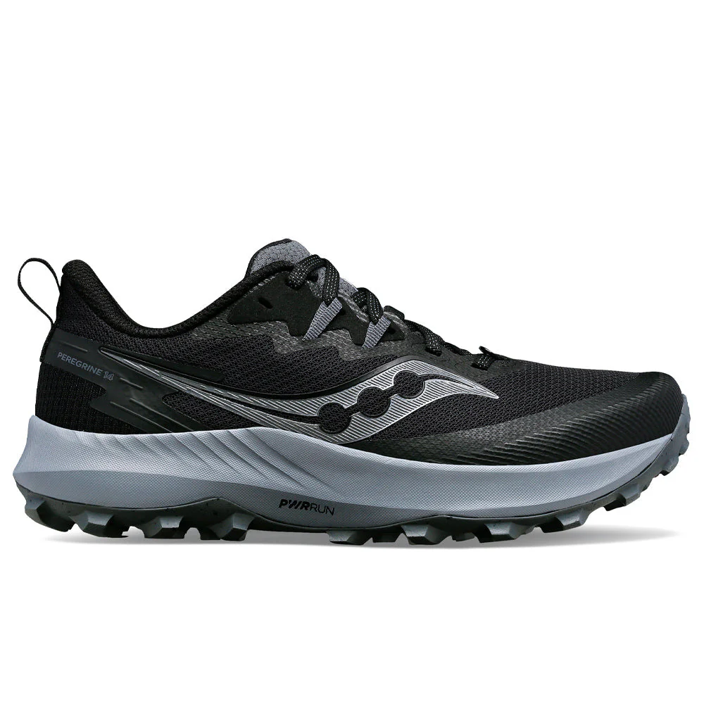 Women's Saucony Peregrine 14, Black/Carbon, 9 B Medium